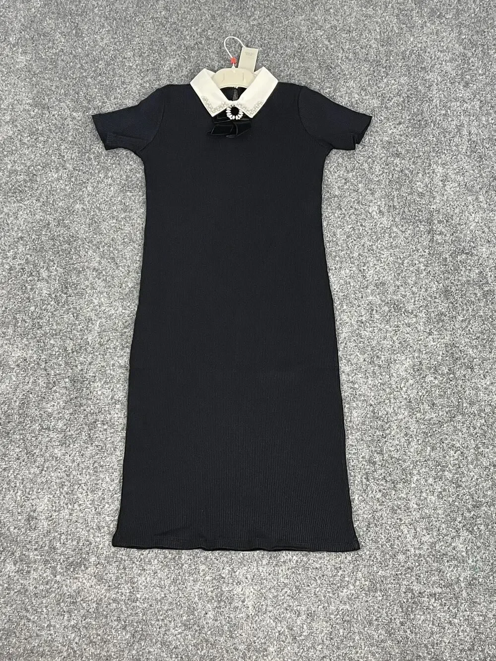 River Island Sweater Dress Girls 11-12 Years Black Knit Bow Stretch N295